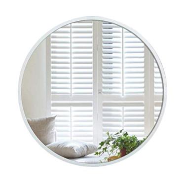 Imagem de Espelho de banheiro redondo espelho de banheiro montado na parede - espelhos grandes com moldura de metal espelho de aumento espelho de maquiagem de chuveiro - espelho de corredor de corredor de sala