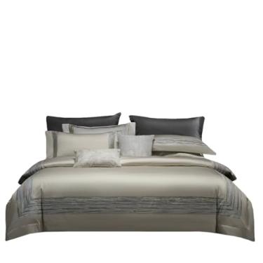 Imagem de THJKUPO 180 unidades de algodão de fibra longa conjunto de quatro peças capa de edredom de algodão lençol de cama (220 * 240 cm)