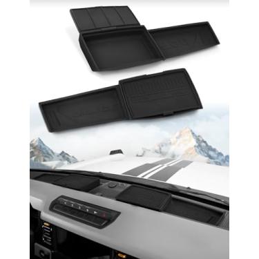 Imagem de JROAD Bandeja organizadora de painel de silicone com tampa para Ford Bronco 2021-2025 2 portas e 4 portas | Bandeja de armazenamento de silicone antiderrapante | Preto fosco sem brilho solar
