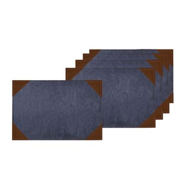 Imagem de Jogo Americano Jeans com Ponteira de Couro 6un