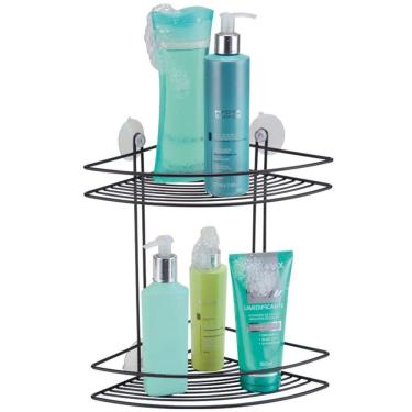 Imagem de Prateleira Cantoneira Dupla Com Ventosas Black - 2523 - Arthi