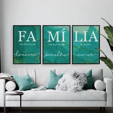 Imagem de Kit Quadros Família Loucura Amor 45X34Cm 3 Peças