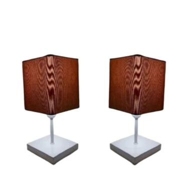 Imagem de Abajures Quadrados Md-2008br Cúpula Tecido Palha