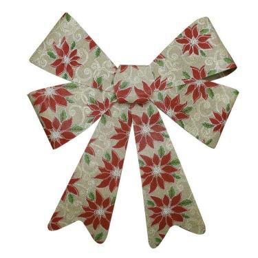 Imagem de Kit 6 Enfeite árvore Natal Laço Decorado Com Flores 46 Cm