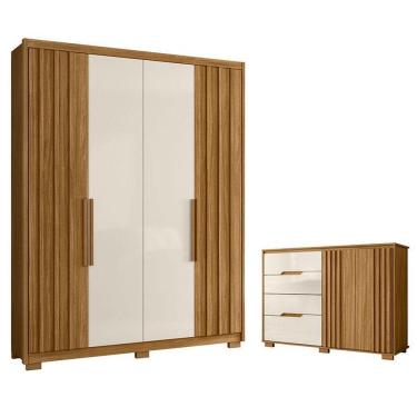 Imagem de Guarda Roupa Solteiro Califórnia E Cômoda Texas Freijó Off White - Moval