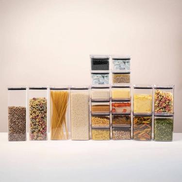 Imagem de Kit 20 Potes Hermético Transparente Quadrado Para Porta Mantimento Cozinha