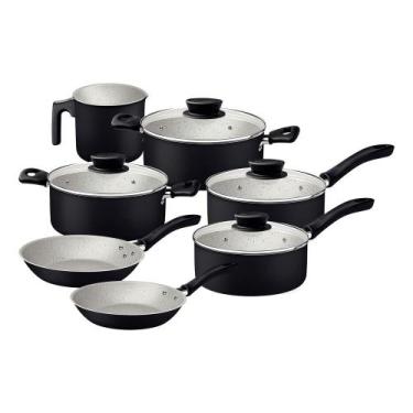 Imagem de Jogo de Panelas Antiaderente Linz Tramontina Preto 7Pçs, Unica