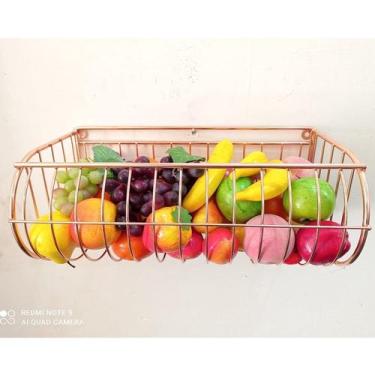Imagem de Fruteira de Parede Reforçada Rose Gold 40x20 P/ Cozinha , Balcão. - St