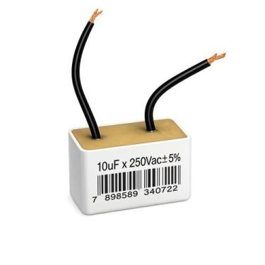 Imagem de Capacitor 10uf x 250v 2 fios metalizado quadrado trio
