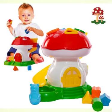 Imagem de Brinquedo Educativo Cogumelo Casinha Peças Encaixe Bebê 1ano Presente 
