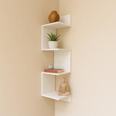 Imagem de Prateleira De Canto Mdf Branco 1.5 Cm By Mobille Para Sala E Quarto