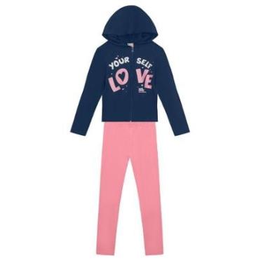 Imagem de Conjunto infantil menina escrita em glitter Brandili Azul-Feminino