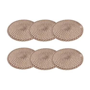 Imagem de Kit Jogo Americano Redondo 6 Peças de Juta para Descanso Mesa Posta So