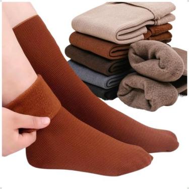 Imagem de Kit 6 Meias Térmica Grossa Quente Inverno Frio Forrada Neve Sortida - 