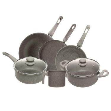 Imagem de Jogo 6 Panelas de Indução Granito Chef Taupe Alumínio - Lyor