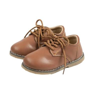 Imagem de Sapatos Oxford Para Crianças Em Couro Com Solado De Borracha Antiderra
