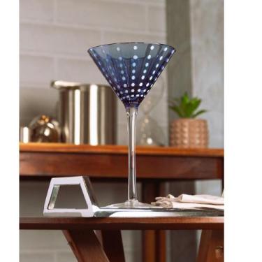 Imagem de 2 Taças para Martini Orquídea 220ml Azul Vidro Wolff