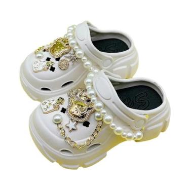 Imagem de Sandálias De Dedo Com Corrente De Pérolas E Urso De Desenho Animado Pa