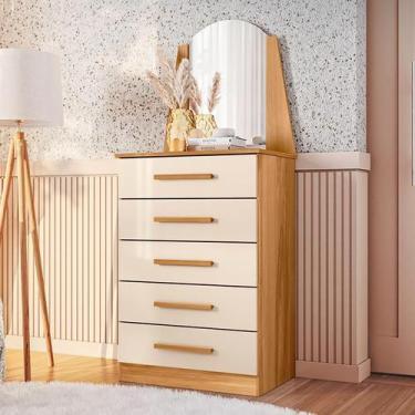 Imagem de Cômoda Quarto Veneza com 5 Gavetas e Espelho - ALBATROZ MOVEIS, Freijo