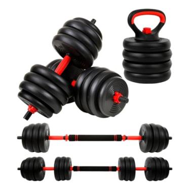 Imagem de Jogo de Halteres 20kg vermelho aço emborrachado kit para crossfit treino pesado