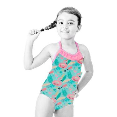 Imagem de Maiô Infantil Engana Mamãe Flamingo Proteção Uv Praia Verão - X, Rosa,
