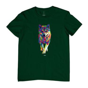 Imagem de Camiseta Masculina Shiba Walking Pop Art - Reserva, M, Verde