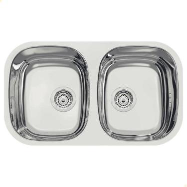 Imagem de Cuba Dupla Tramontina Isis 2c 34 Bl Prime Em Aço Inox Alto Brilho 72x40 Cm Com Válvula...