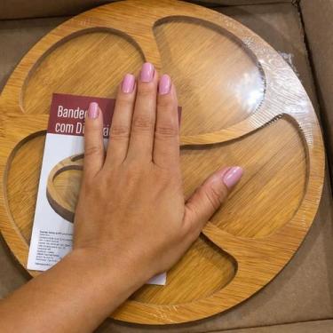 Imagem de Bandeja Prato Petisqueira Redonda Madeira MDF Divisórias Petiscos Aper