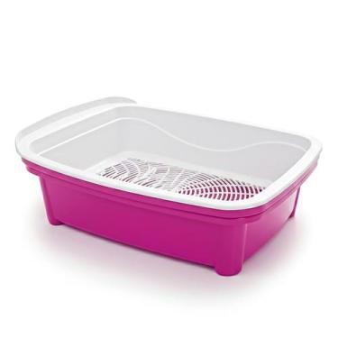 Imagem de Banheira Para Gatos Furba Sanitária Desmontável Peneira E 2 Bandejas H