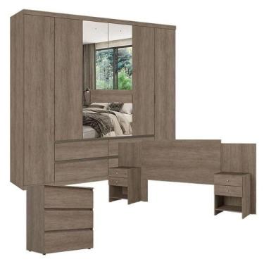 Imagem de Guarda Roupa Casal Nobre 6 Portas Glass Com Cômoda Gaveteiro Condessa 