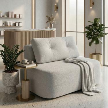 Imagem de Sofá Modular Cielo 120cm Recepção Loja Sala de Estar Bouclê Cinza Claro - Montanari`s Decor