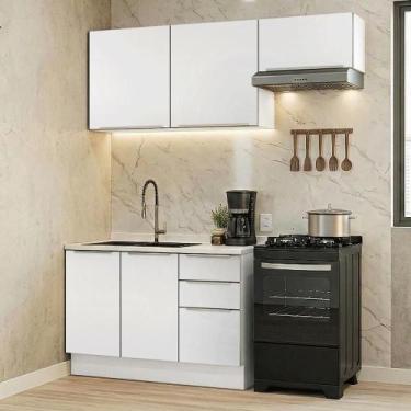 Imagem de Armário de Cozinha Compacta 180 cm Branco/Branco Veludo Lux Madesa 03,