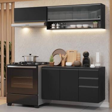 Imagem de Armário de Cozinha Compacta 200 cm Suspenso Preto Nice Madesa 12