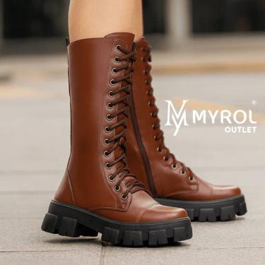 Imagem de Bota Coturno Tratorado Cano Alto Marrom