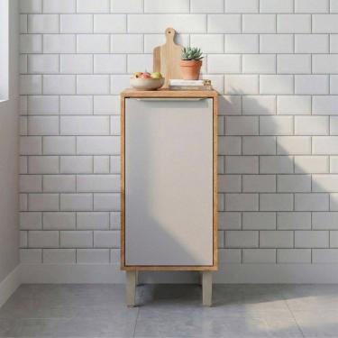 Imagem de Balcão de Cozinha 40 Cm Brilhante 1 Porta 100% Mdf Cinamomo/Offwhite - Mgm Móveis