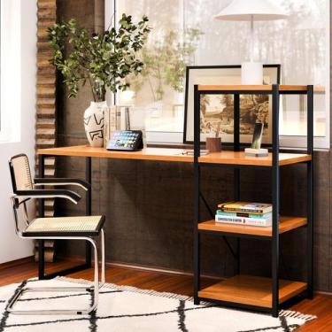 Imagem de Escrivaninha Marrocos Home Office com Prateleira Estilo Industrial em 