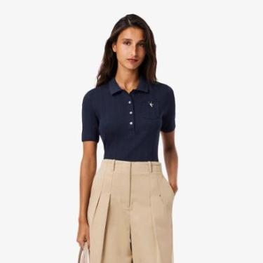 Imagem de Camisa Polo Lacoste Pointelle L.12.D com Marca Slim Fit Feminina-Feminino