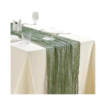Imagem de Corredor de Mesa de Gaze Boho (10 Peças, 40x270cm) - Decoração Românti
