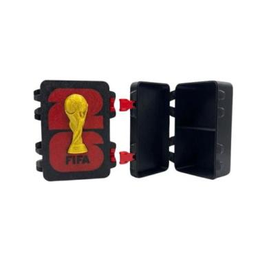 Imagem de Caixa Maleta Porta Figurinhas Álbum Copa do Mundo 2026 Preto com Dobra
