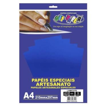 Imagem de Papel Lamicote Azul A4 250g 10 Fls - Off Paper