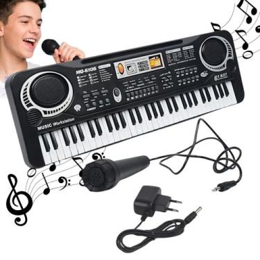 Imagem de Teclado Piano Musical 61 Teclas Infantil Com Microfone LCD Gravador Ed