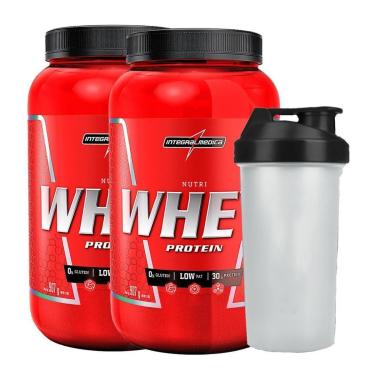 Imagem de Combo Whey protein 2x Nutri Isolado Concentrado Cookie 900g Pote + Coqueteleira - Integ...