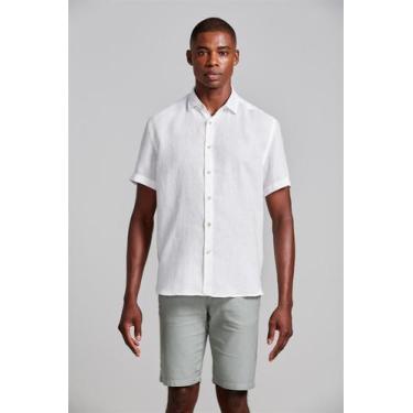 Imagem de Camisa Manga Curta Lisa Linho Comfort - Branco - HIGHSTIL, Branco, 8
