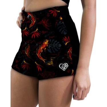 Imagem de Short Feminino Cyclone Veludo Fire Carpa Light, Preto, Vermelho, P