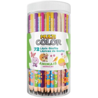 Imagem de Lápis Grafite Escolar Multicolor Madeira Animais HB Pote 72 - Faber-Ca