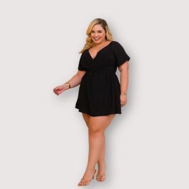 Imagem de Macaquinho Plus Size Short Saia Frente/Costa Faixa 0665 - Bellucy Moda