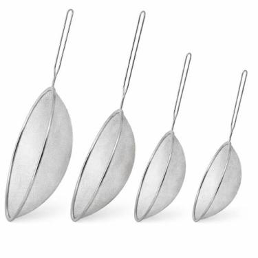 Imagem de Kit Peneira Aço 14cm 16cm 18cm 21cm Resistente Confeitaria - TUUT