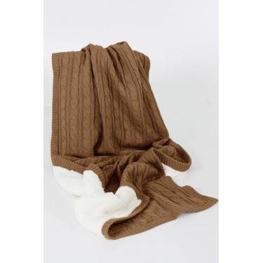 Imagem de Kit Peseira Pelo Sherpa e 2 Capas para Almofadas - HomeBliss, Marrom, 