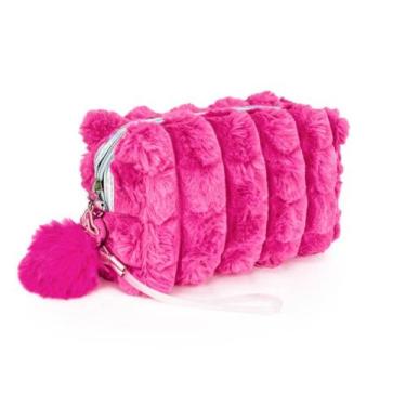 Imagem de Necessaire Felpuda Com Fecho Holográfico - Sami, Rosa, Escuro