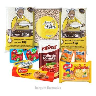 Imagem de Kit C/ 6 Cesta Básica De Alimentos Completa 11 Itens Doação - Higipack